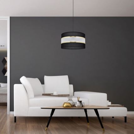 Chandelier on a string HELEN 1xE27/15W/230V d. 35 cm black/golden