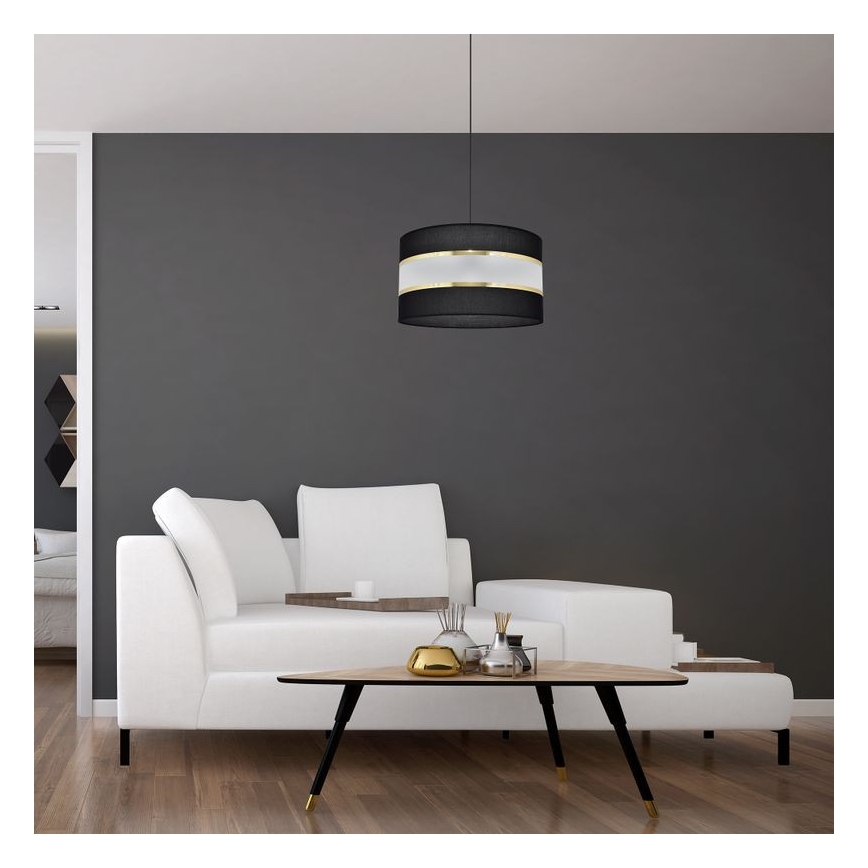 Chandelier on a string HELEN 1xE27/15W/230V d. 35 cm black/golden
