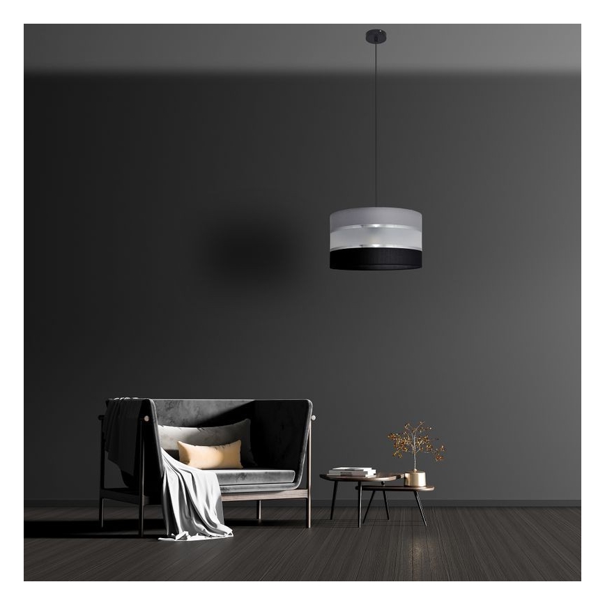 Chandelier on a string HELEN 1xE27/15W/230V d. 35 cm black/grey/silver