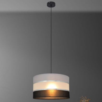 Chandelier on a string HELEN 1xE27/15W/230V d. 35 cm black/grey/silver