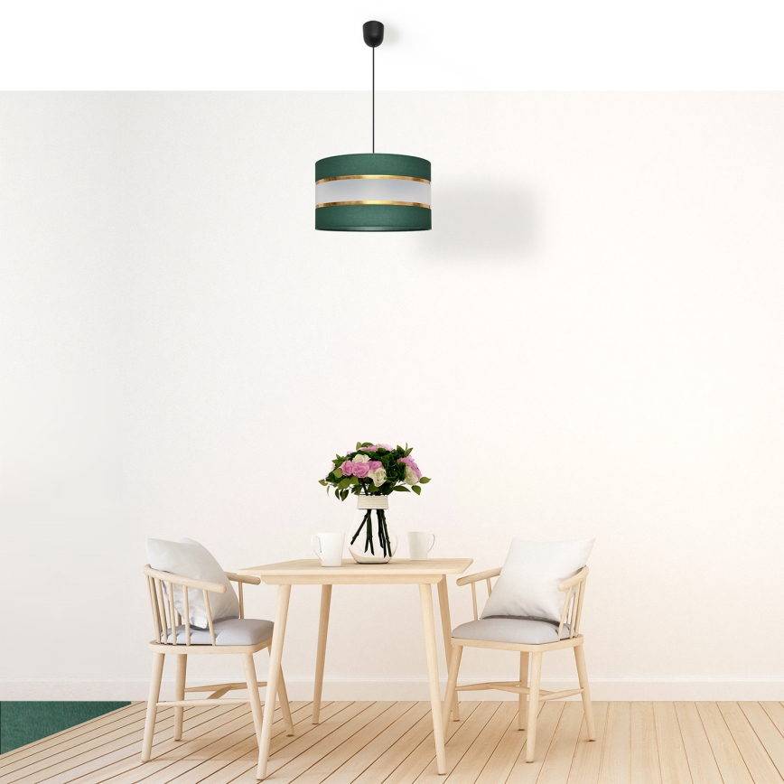 Chandelier on a string HELEN 1xE27/15W/230V d. 35 cm green/gold