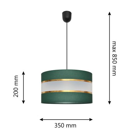 Chandelier on a string HELEN 1xE27/15W/230V d. 35 cm green/gold