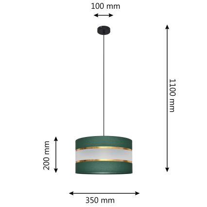 Chandelier on a string HELEN 1xE27/15W/230V d. 35 cm green/gold