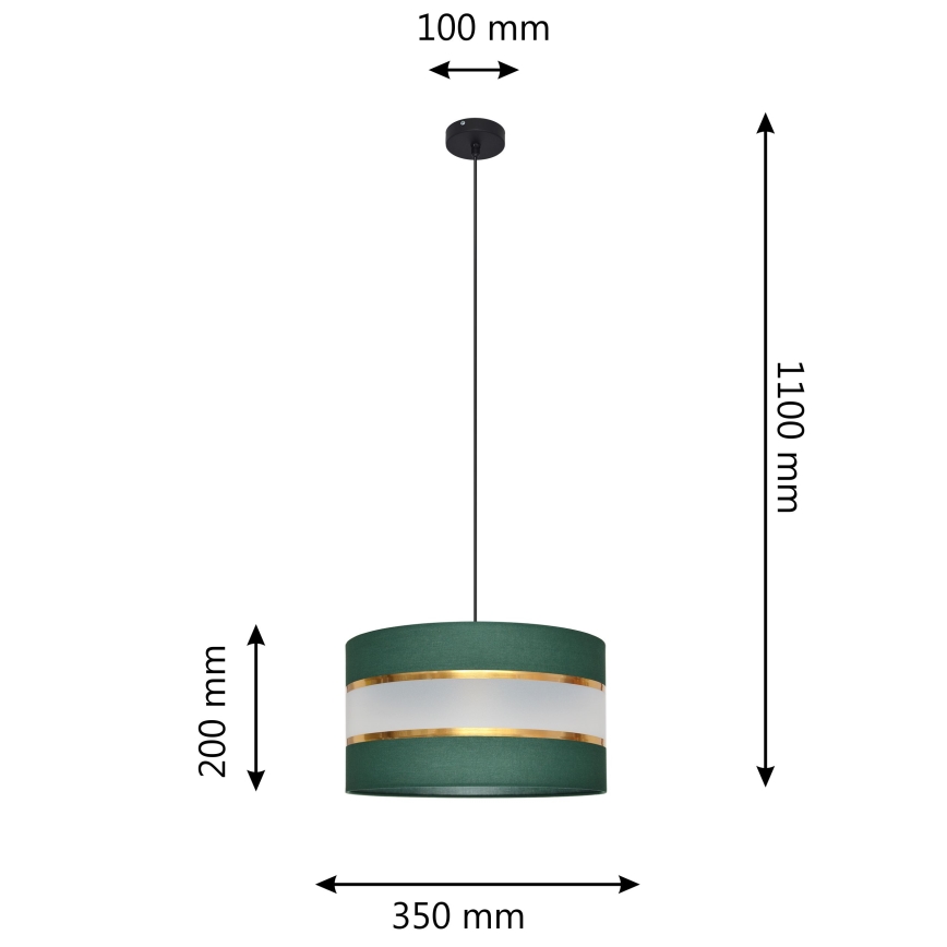 Chandelier on a string HELEN 1xE27/15W/230V d. 35 cm green/gold