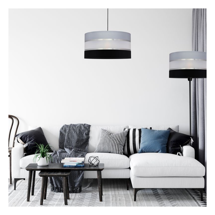 Chandelier on a string HELEN 1xE27/15W/230V d. 40 cm black/grey/silver