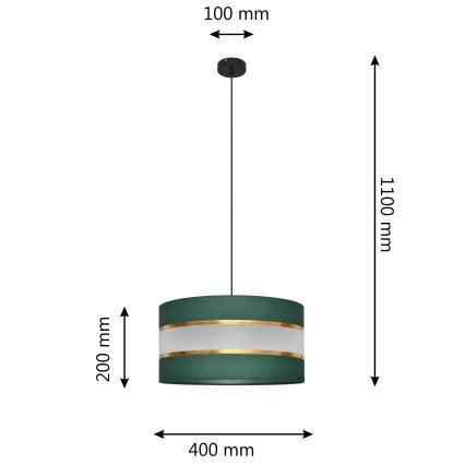 Chandelier on a string HELEN 1xE27/15W/230V d. 40 cm green/gold