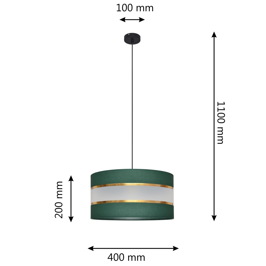 Chandelier on a string HELEN 1xE27/15W/230V d. 40 cm green/gold