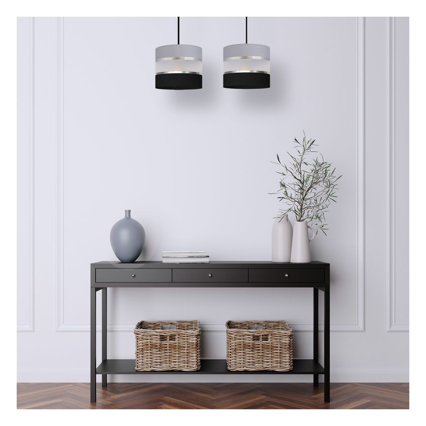Chandelier on a string HELEN 2xE27/15W/230V black/grey/silver