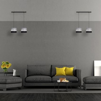 Chandelier on a string HELEN 2xE27/15W/230V black/grey/silver
