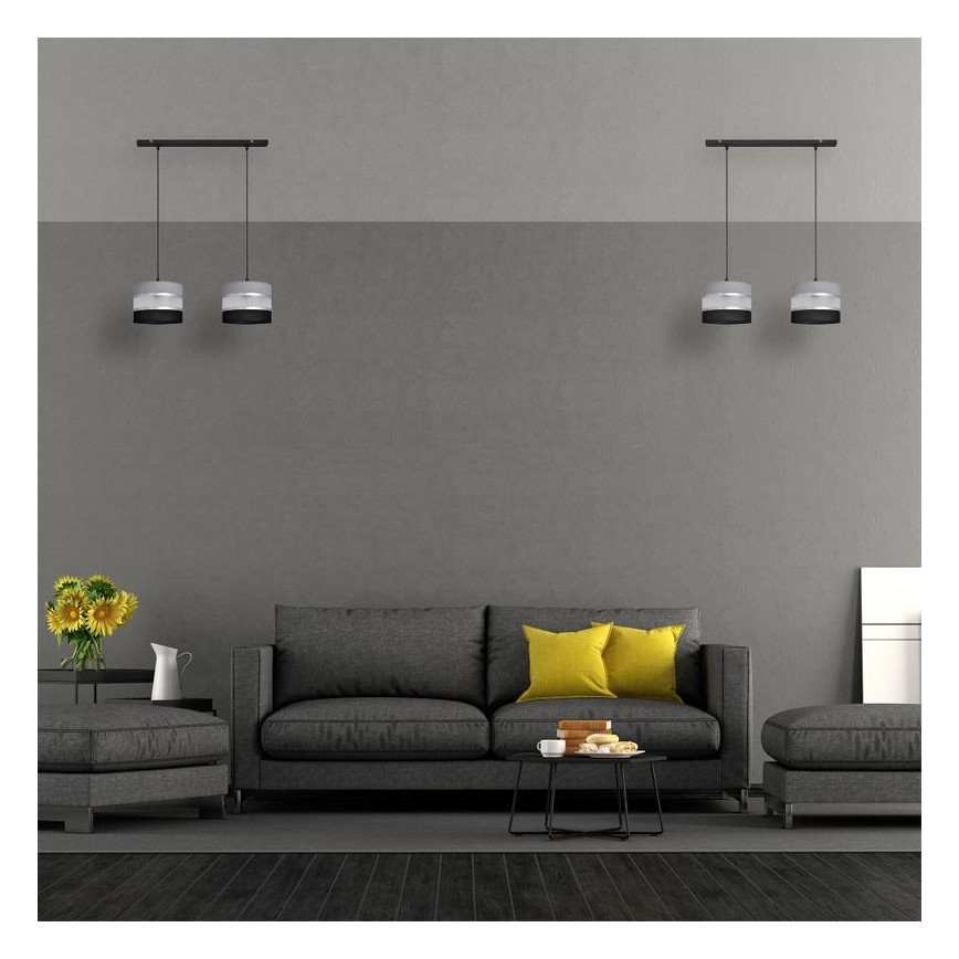 Chandelier on a string HELEN 2xE27/15W/230V black/grey/silver