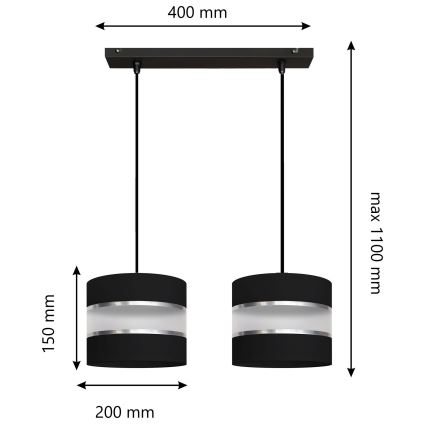 Chandelier on a string HELEN 2xE27/15W/230V black