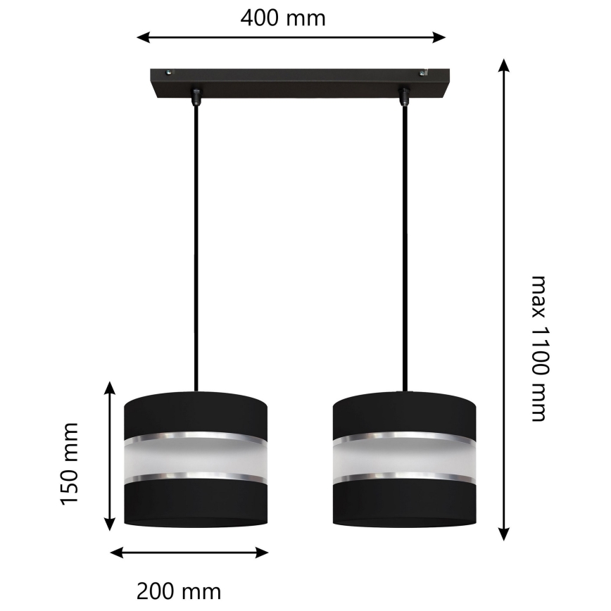 Chandelier on a string HELEN 2xE27/15W/230V black