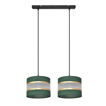 Chandelier on a string HELEN 2xE27/15W/230V green/gold