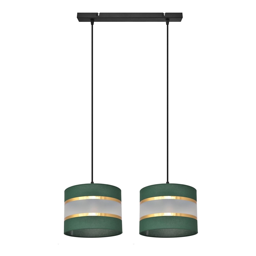 Chandelier on a string HELEN 2xE27/15W/230V green/gold