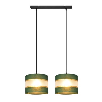 Chandelier on a string HELEN 2xE27/15W/230V green/gold