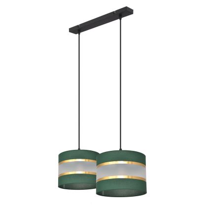 Chandelier on a string HELEN 2xE27/15W/230V green/gold