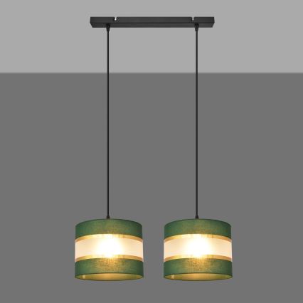 Chandelier on a string HELEN 2xE27/15W/230V green/gold