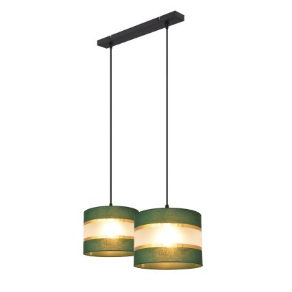 Chandelier on a string HELEN 2xE27/15W/230V green/gold