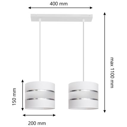 Chandelier on a string HELEN 2xE27/15W/230V white