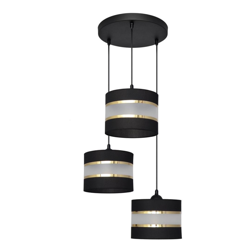 Chandelier on a string HELEN 3xE27/15W/230V black/golden