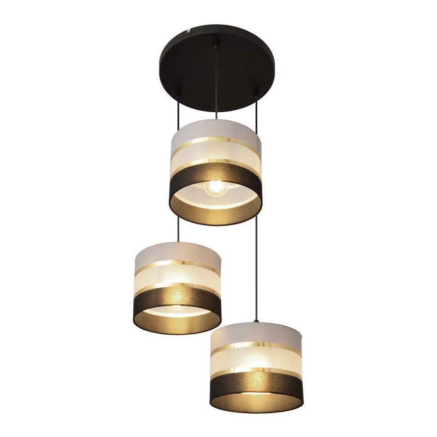 Chandelier on a string HELEN 3xE27/15W/230V black/grey/golden