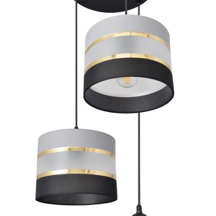 Chandelier on a string HELEN 3xE27/15W/230V black/grey/golden