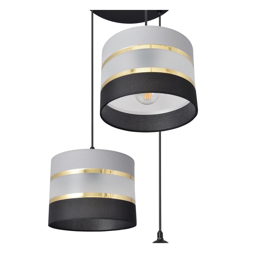 Chandelier on a string HELEN 3xE27/15W/230V black/grey/golden