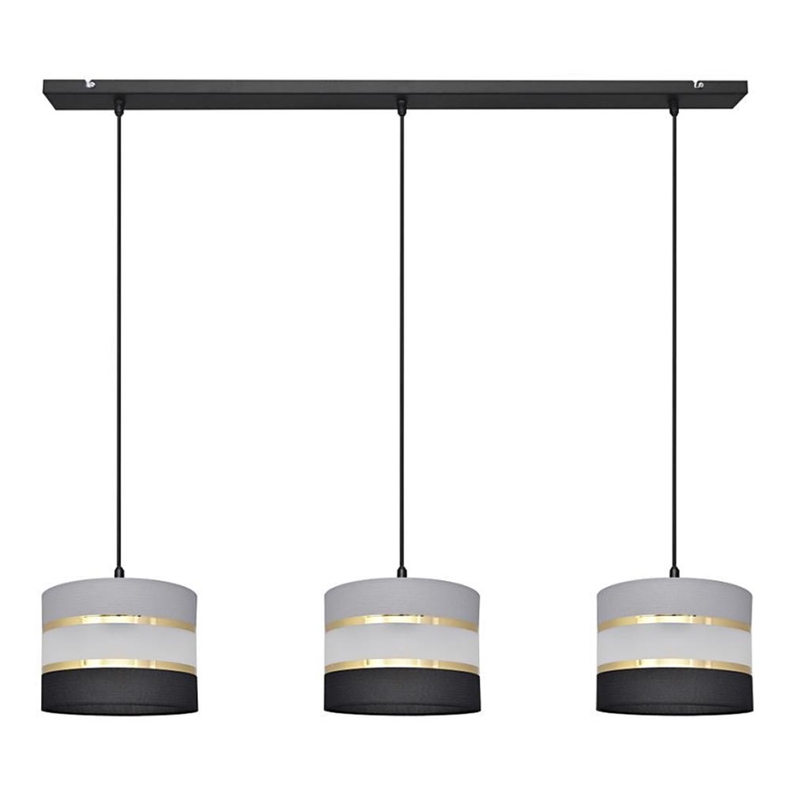 Chandelier on a string HELEN 3xE27/15W/230V black/grey/golden