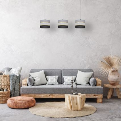 Chandelier on a string HELEN 3xE27/15W/230V black/grey/golden