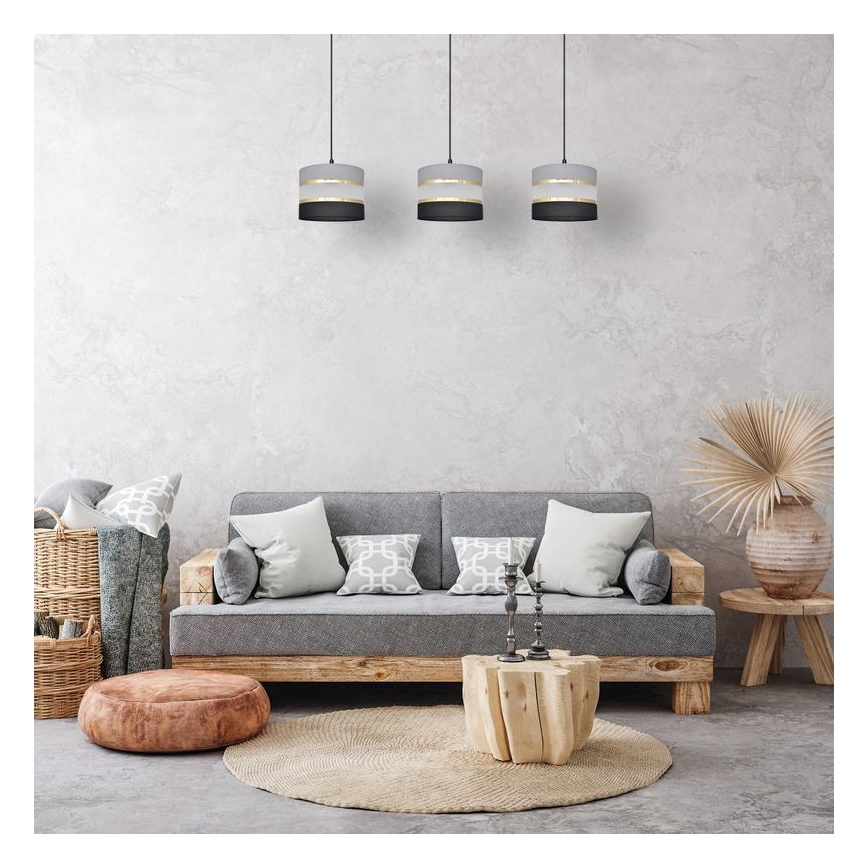 Chandelier on a string HELEN 3xE27/15W/230V black/grey/golden