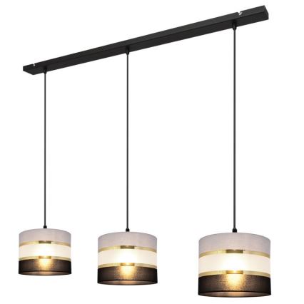 Chandelier on a string HELEN 3xE27/15W/230V black/grey/golden