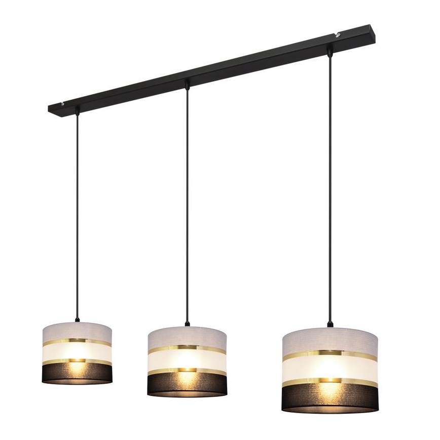 Chandelier on a string HELEN 3xE27/15W/230V black/grey/golden