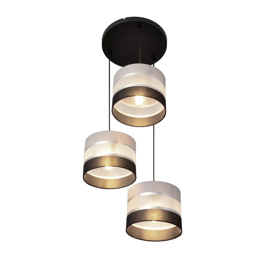 Chandelier on a string HELEN 3xE27/15W/230V black/grey/silver