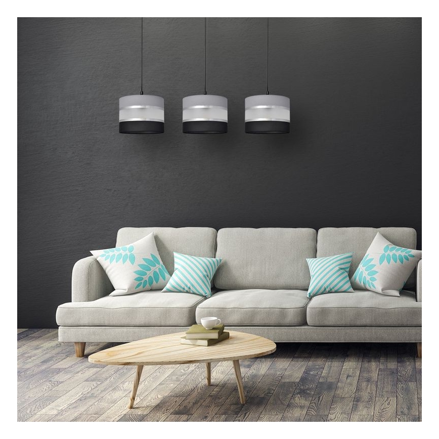 Chandelier on a string HELEN 3xE27/15W/230V black/grey/silver