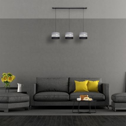 Chandelier on a string HELEN 3xE27/15W/230V black/grey/silver