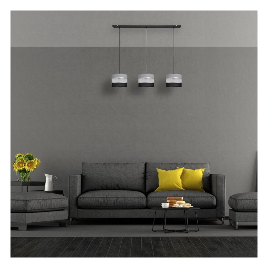 Chandelier on a string HELEN 3xE27/15W/230V black/grey/silver