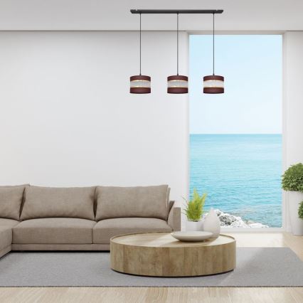 Chandelier on a string HELEN 3xE27/15W/230V brown/black/golden