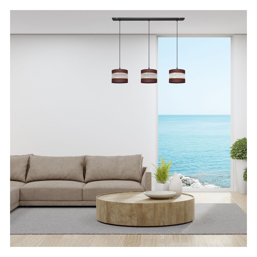 Chandelier on a string HELEN 3xE27/15W/230V brown/black/golden