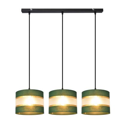 Chandelier on a string HELEN 3xE27/15W/230V green/gold