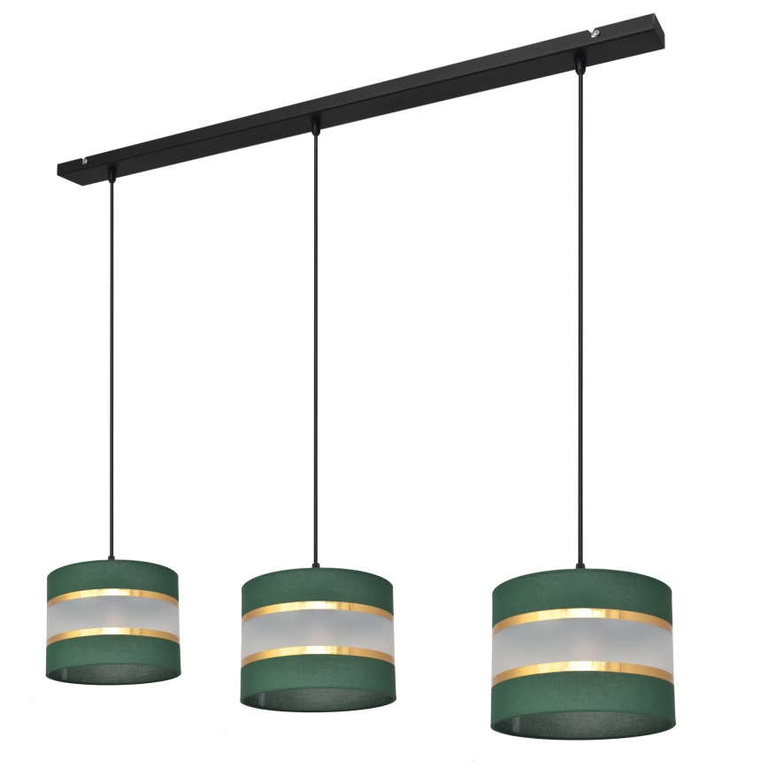 Chandelier on a string HELEN 3xE27/15W/230V green/gold