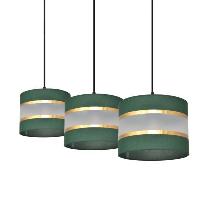 Chandelier on a string HELEN 3xE27/15W/230V green/gold
