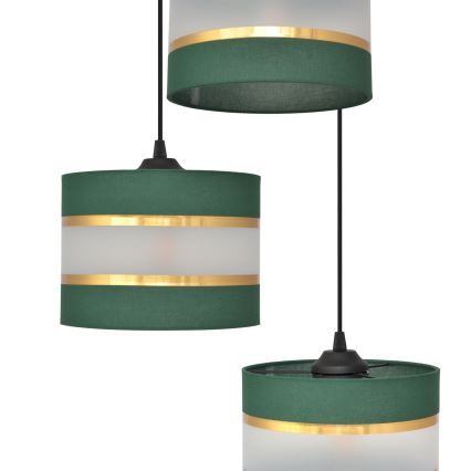 Chandelier on a string HELEN 3xE27/15W/230V green/gold