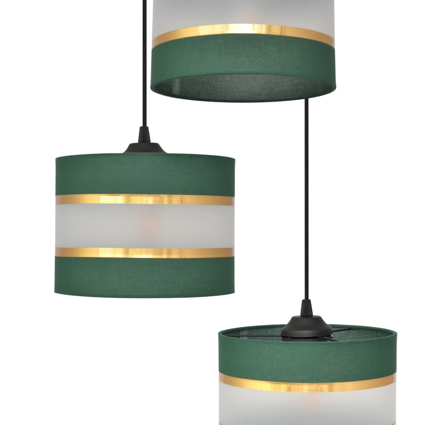 Chandelier on a string HELEN 3xE27/15W/230V green/gold