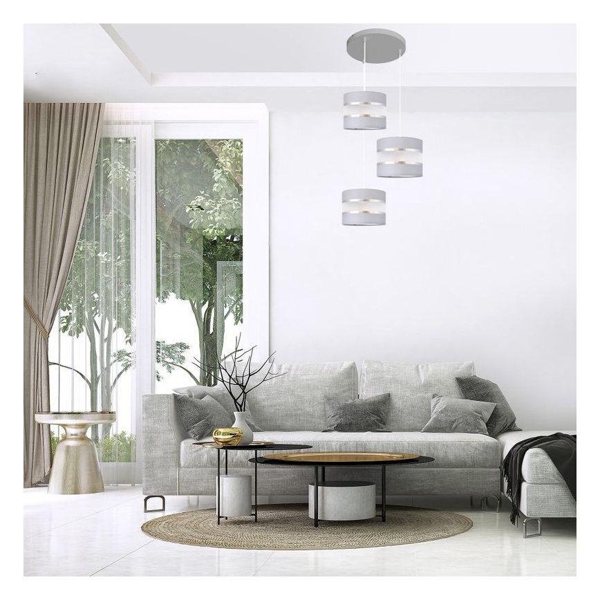 Chandelier on a string HELEN 3xE27/15W/230V grey/silver