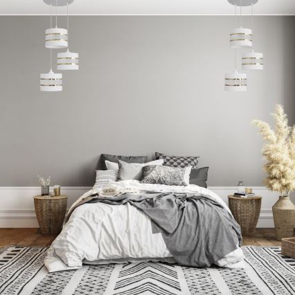 Chandelier on a string HELEN 3xE27/15W/230V white/golden