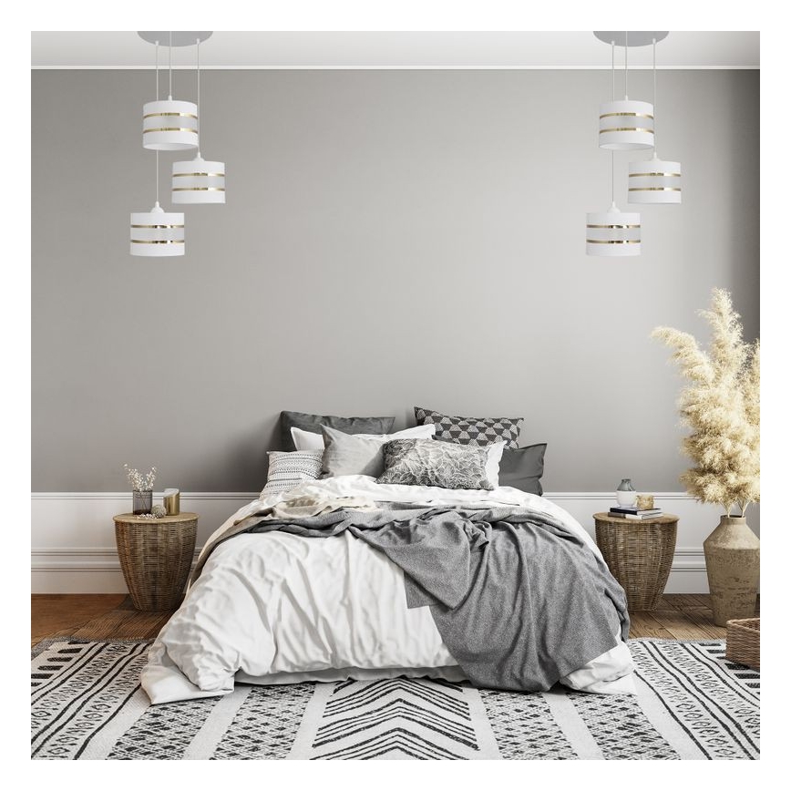 Chandelier on a string HELEN 3xE27/15W/230V white/golden