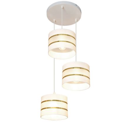 Chandelier on a string HELEN 3xE27/15W/230V white/golden