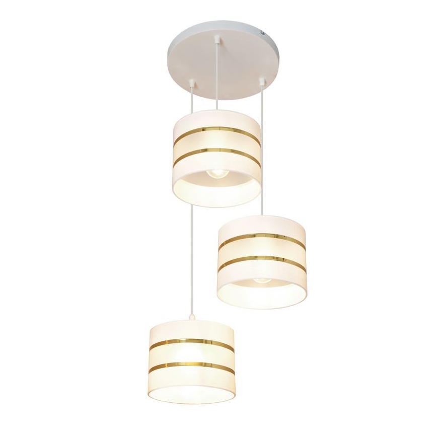 Chandelier on a string HELEN 3xE27/15W/230V white/golden