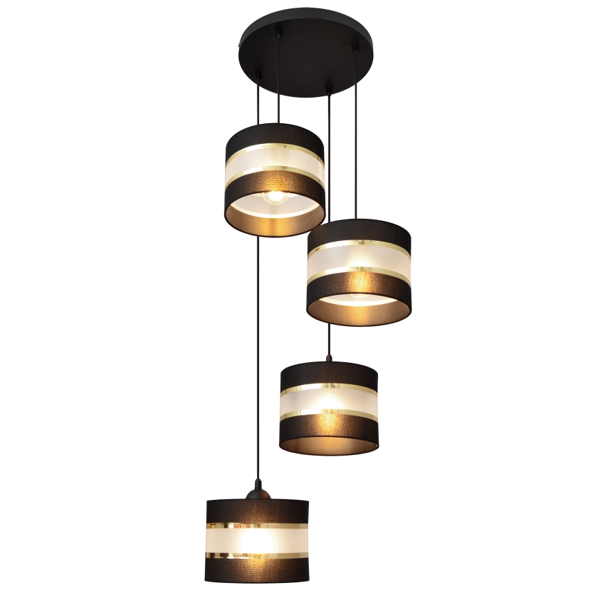 Chandelier on a string HELEN 4xE27/15W/230V black/golden