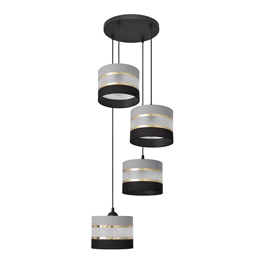 Chandelier on a string HELEN 4xE27/15W/230V black/grey/golden